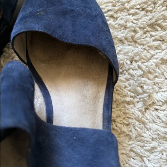 Eileen Fisher Marlow Wedge Mary Janes Loafers Size 7.5 Blue Suede Zipper - Picture 13 of 13
